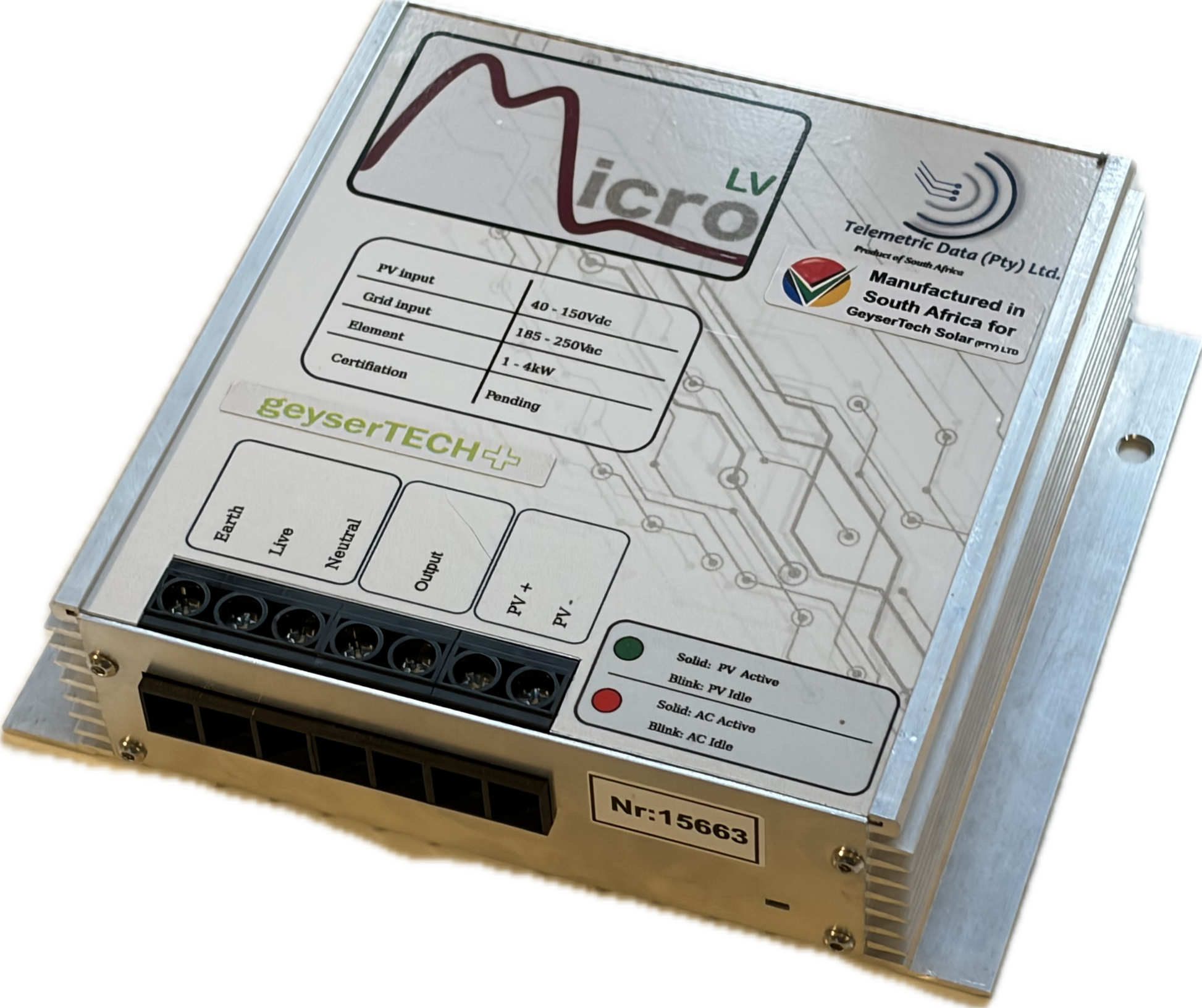 Solar Water Heating GeyserTECH Pi2R Micro LV low voltage geyser solar controller